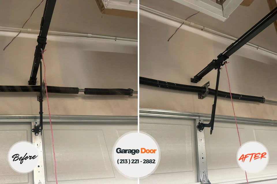 Before and after: garage door repair Anderson Island, WA